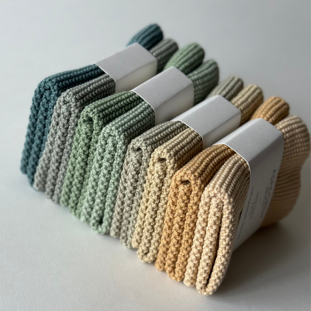 Strikkede karklude – Solid – Slidstærk kvalitet: 25x25 cm