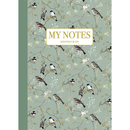 Garden Birds mønster - noteshæfte - Fremstillet i Danmark