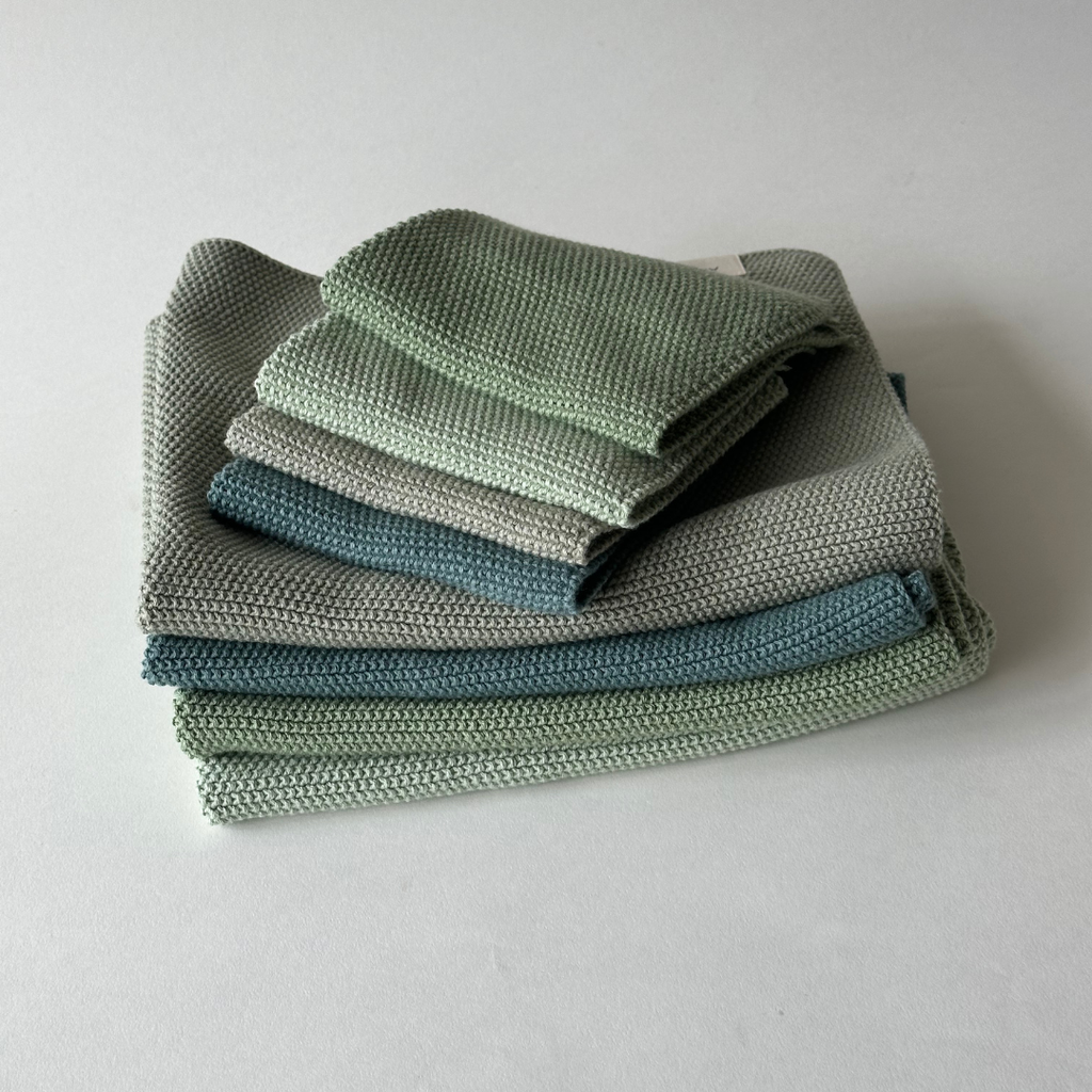 Strikkede karklude – Solid – Slidstærk kvalitet: 25x25 cm