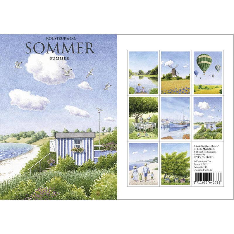 Sommer – 8 kvalitetskort med kuverter – med smukke sommermotiver